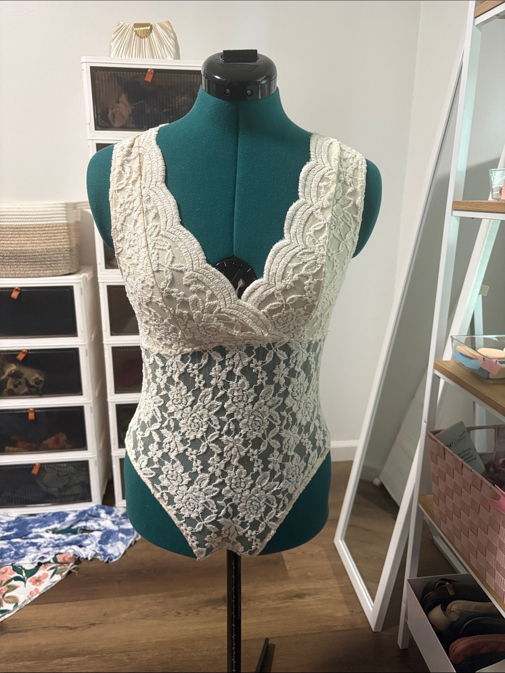 J for Justify Cream Lace Bodysuit